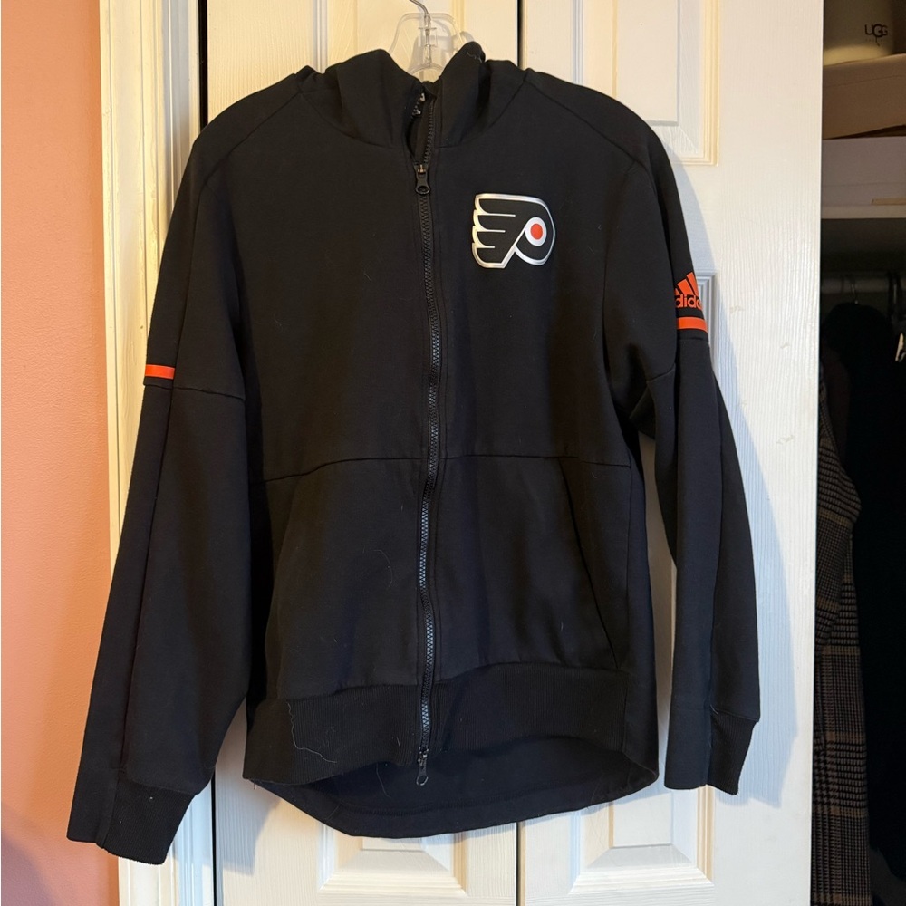 Limited Edition Adidas Black Zip Up Philadelphia Flyers jacket hoodie sz S
